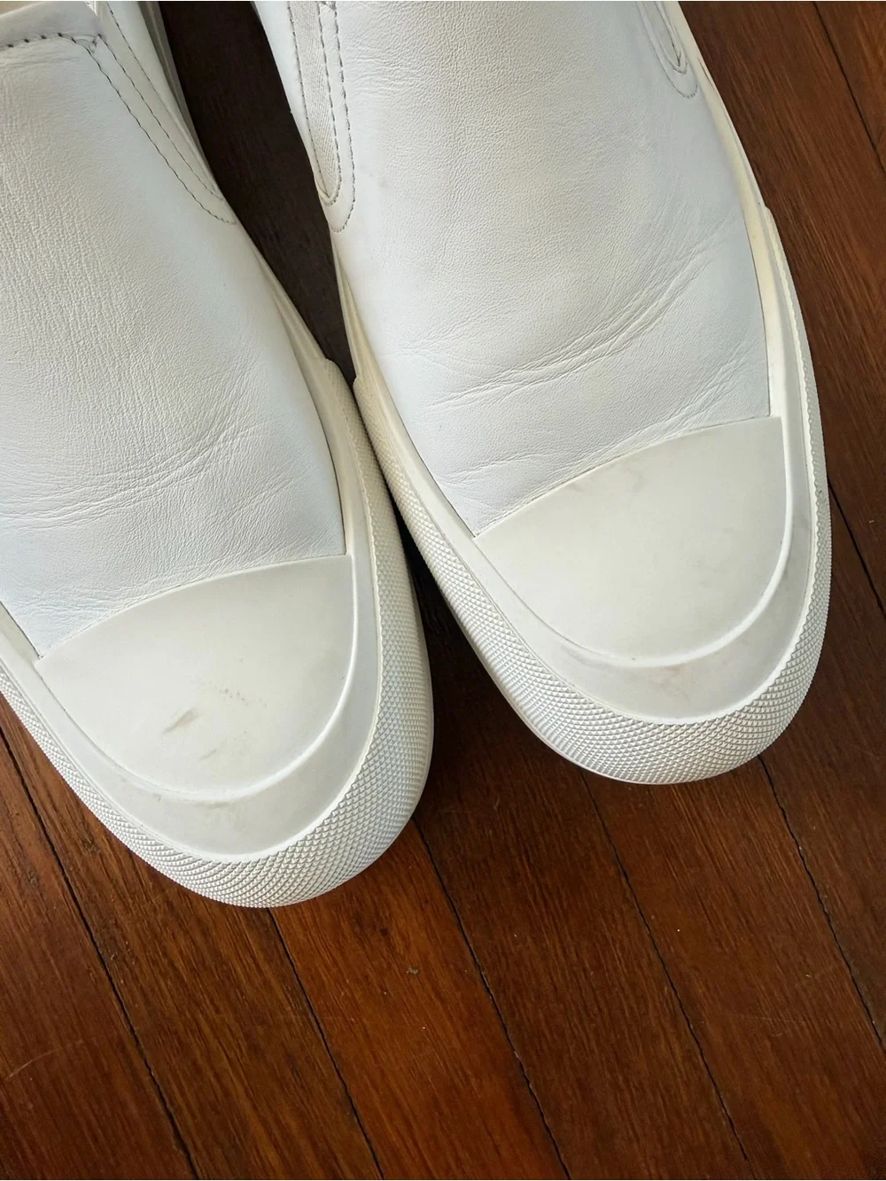 Alexander McQueen White Leather Slip-On Loafers mens size 12